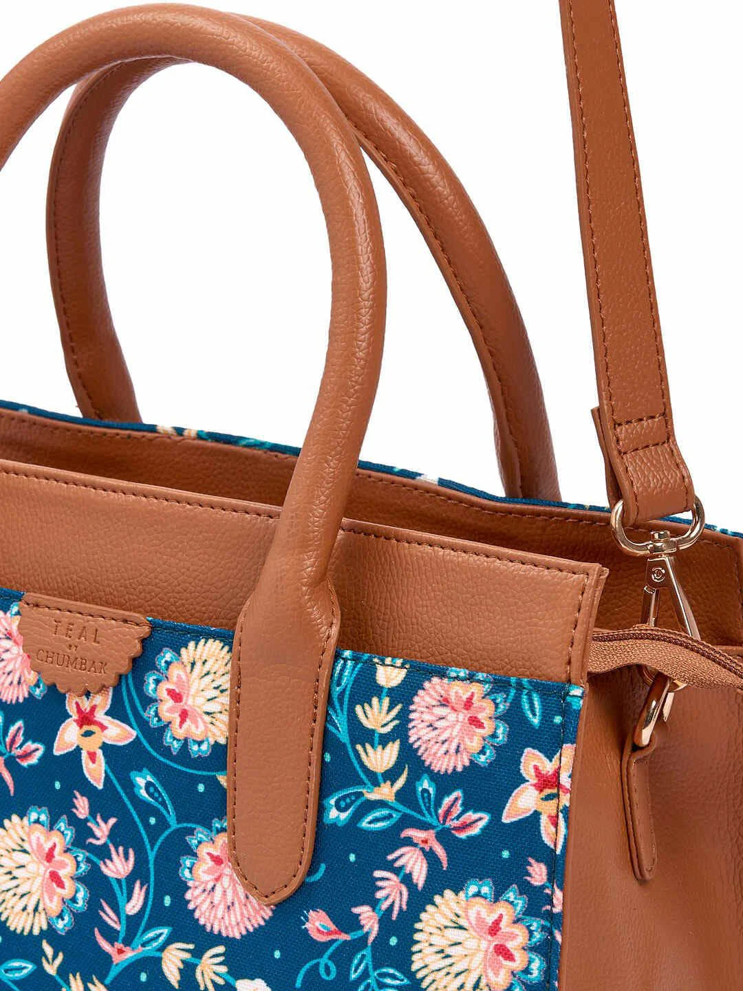TEAL BY CHUMBAK Floral Printed Structured Sling Bag - Image 7