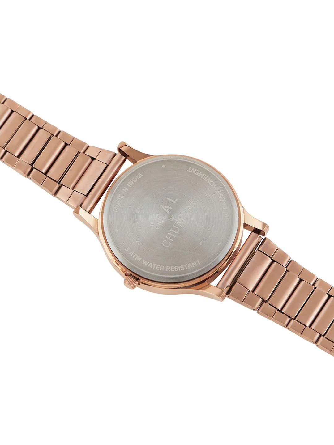 TEAL BY CHUMBAK Women Blue Brass Patterned Dial & Rose Gold-Plated Analogue Watch - Image 4