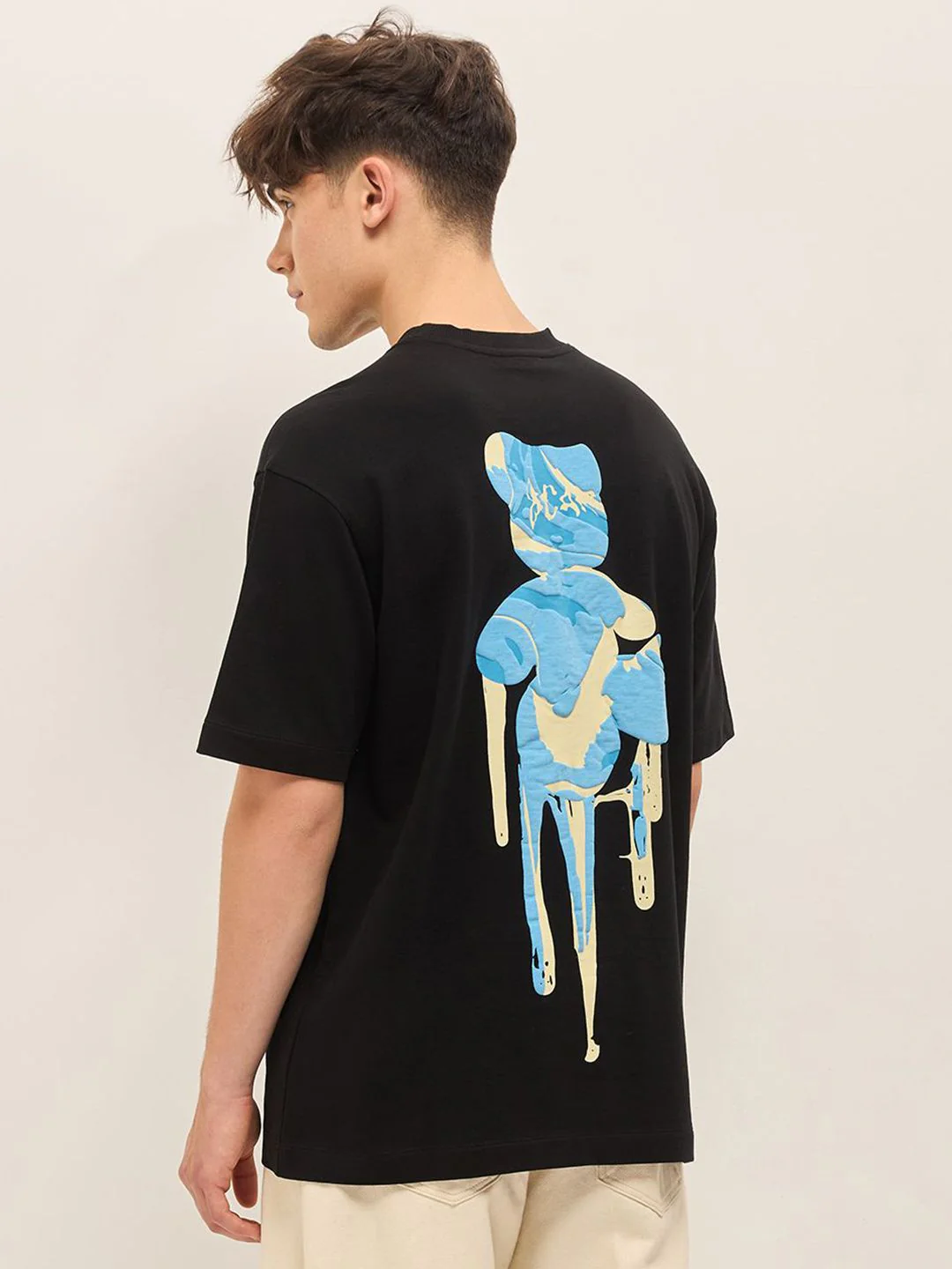 THE BEAR HOUSE Abstract Printed Drop Shoulder Sleeves Cotton Oversized T-shirt - Image 4