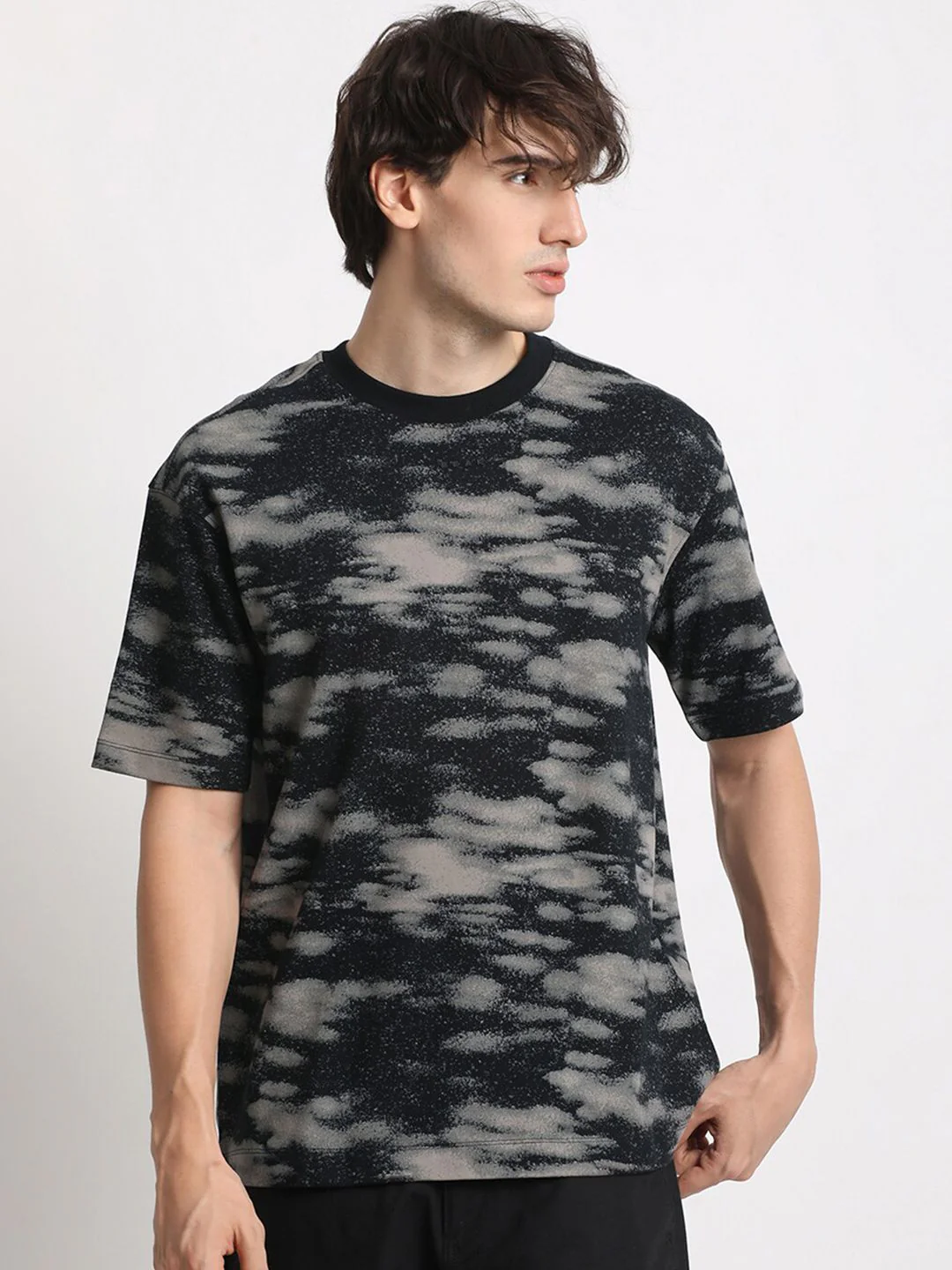 THE BEAR HOUSE Abstract Printed Round Neck Oversized Cotton T-shirt - Image 2