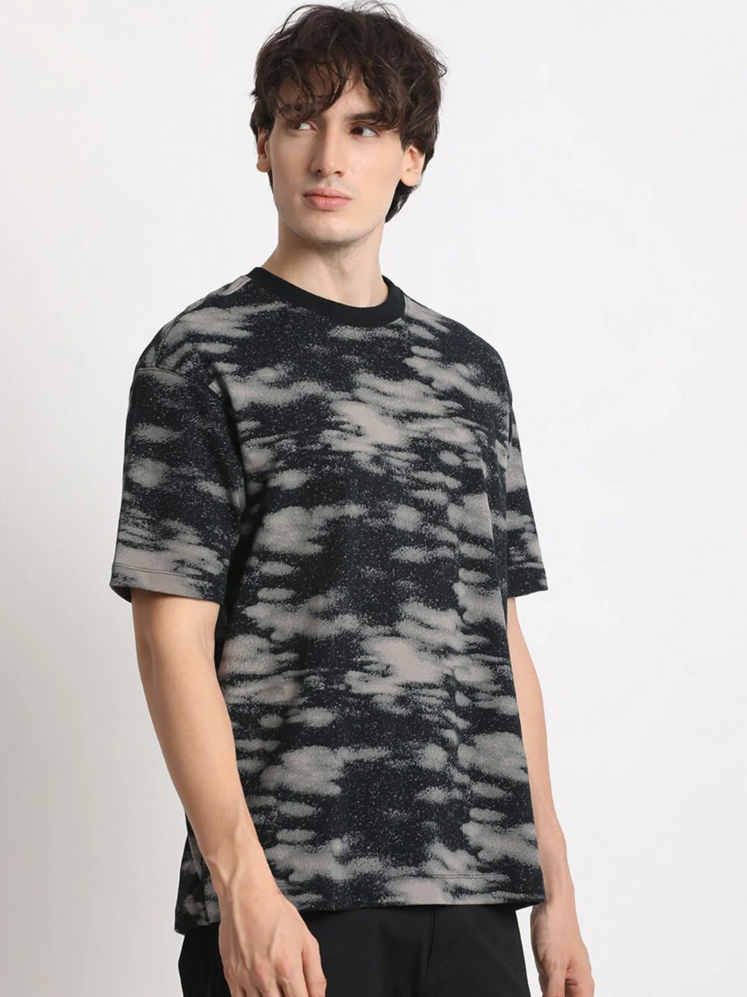 THE BEAR HOUSE Abstract Printed Round Neck Oversized Cotton T-shirt - Image 5
