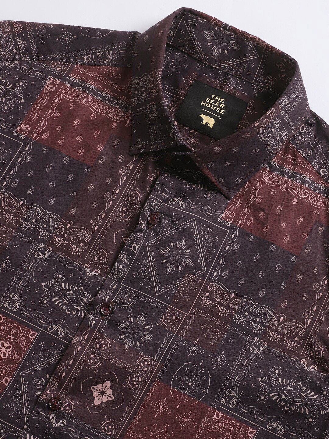 THE BEAR HOUSE Abstract Printed Slim Fit Pure Cotton Casual Shirt - Image 7