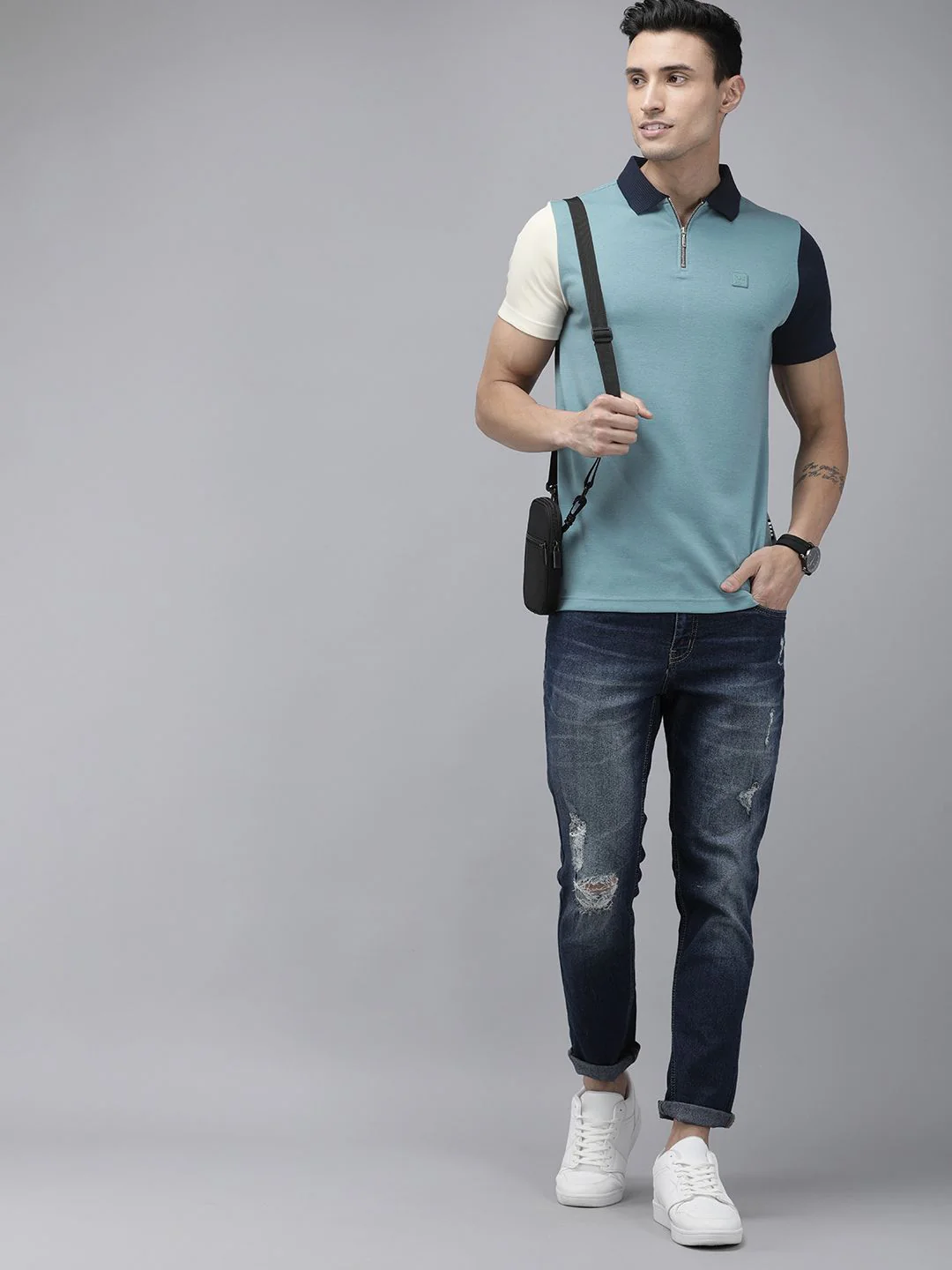 THE BEAR HOUSE Ardor Edition Men Polo Collar Applique Detail Slim Fit T-Shirt - Image 4