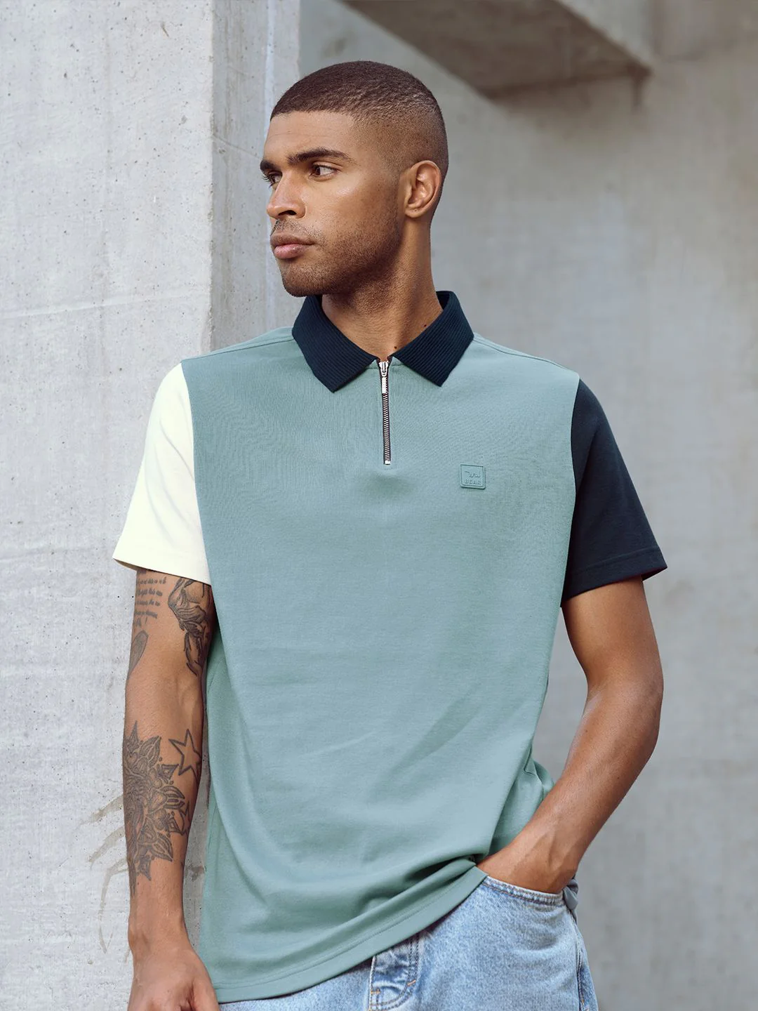 THE BEAR HOUSE Ardor Edition Men Polo Collar Applique Detail Slim Fit T-Shirt - Image 6