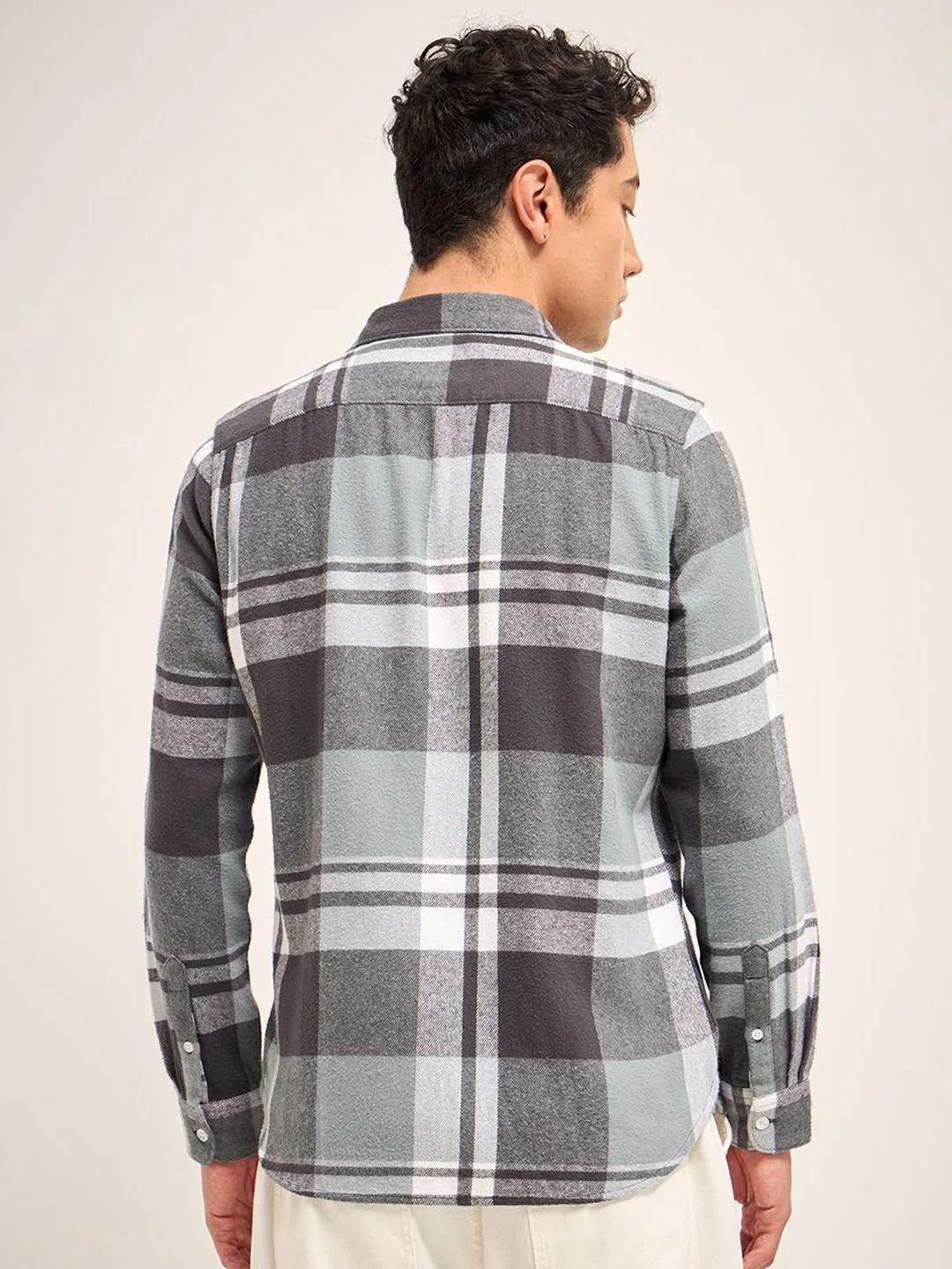 THE BEAR HOUSE Button-Down Collar Checked Pure Cotton Slim Fit Casual Shirt - Image 5