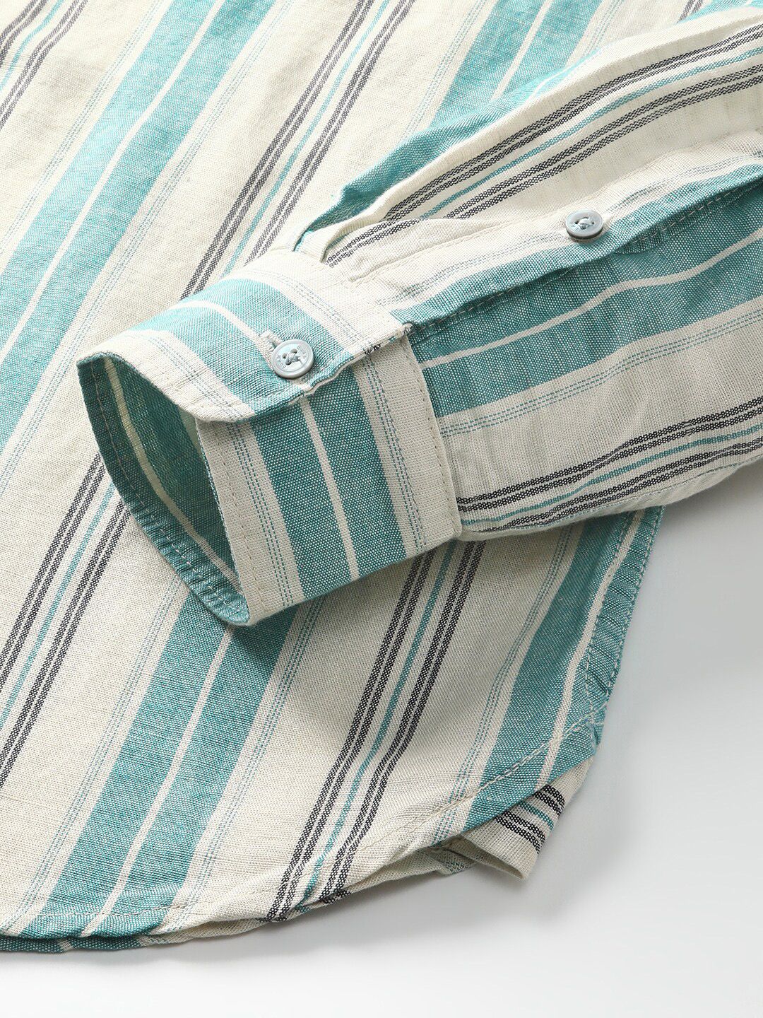 THE BEAR HOUSE Button-Down Collar Slim Fit Striped Casual Cotton Linen Shirt - Image 7