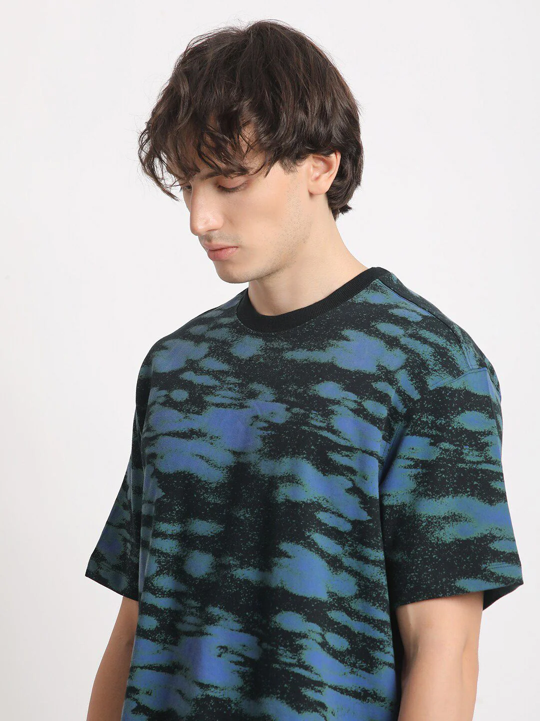 THE BEAR HOUSE Camouflage Printed Drop-Shoulder Sleeves Cotton T-shirt - Image 3