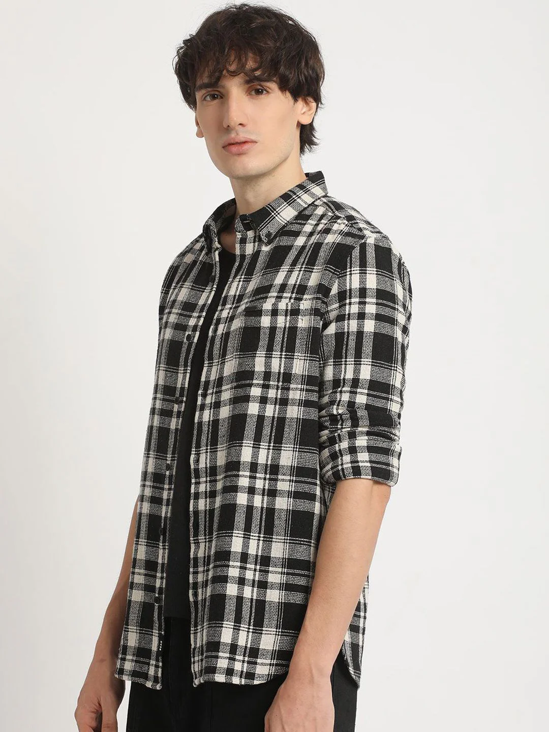 THE BEAR HOUSE Checked Slim Fit Pure Cotton Casual Shirt - Image 5