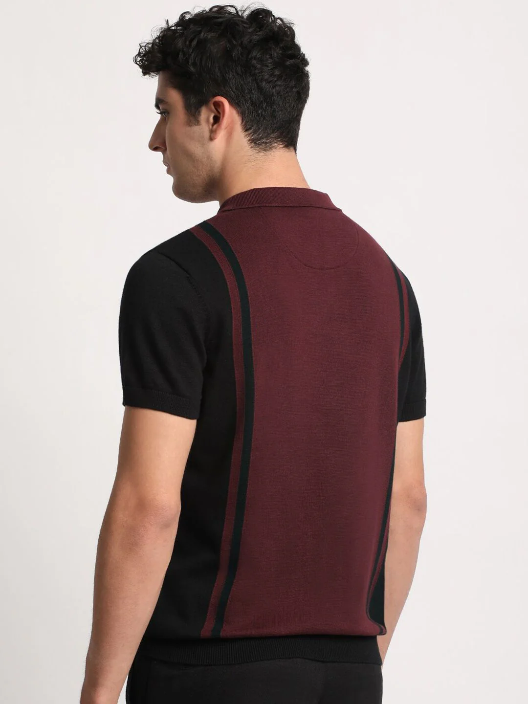 THE BEAR HOUSE Colourblocked Polo Collar Cotton Slim Fit T-shirt - Image 4