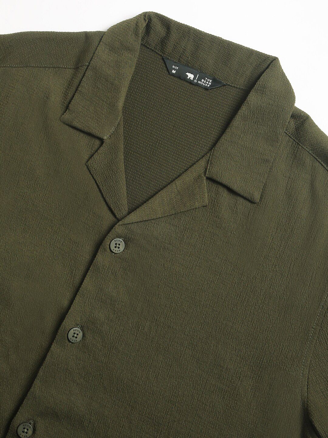 THE BEAR HOUSE Cuban Collar Seersucker Weave Casual Shirt - Image 7