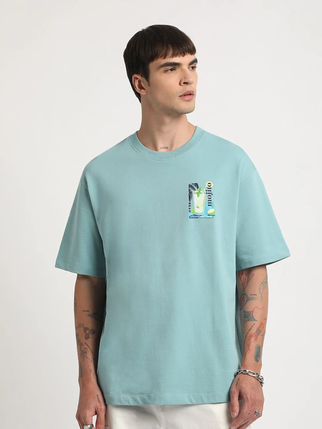 THE BEAR HOUSE Graphic Printed Round Neck Cotton Oversized T-shirt - Image 2
