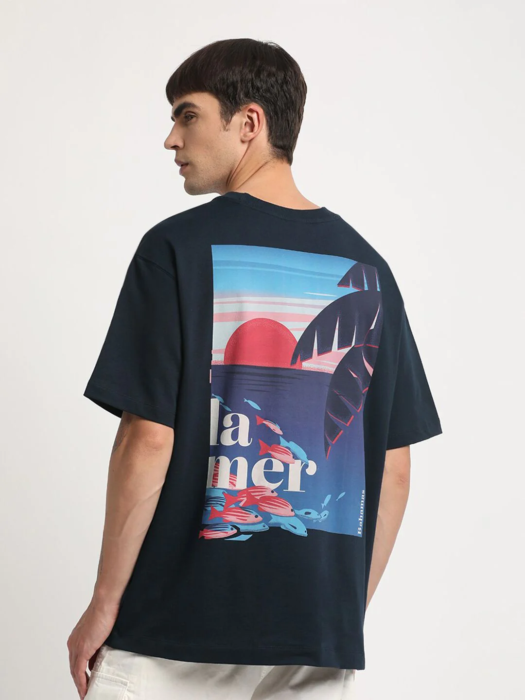 THE BEAR HOUSE Graphic Printed Round Neck Oversized Cotton T-shirt - Image 2