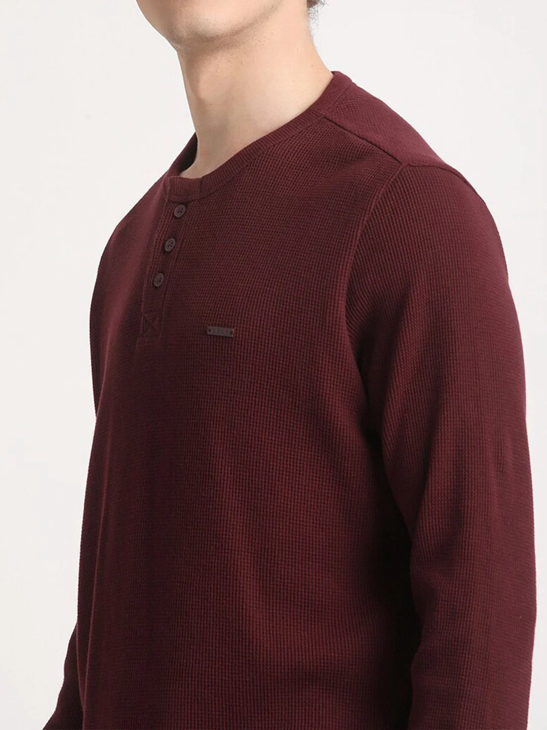 THE BEAR HOUSE Henley Neck Pure Cotton Slim Fit T-shirt - Image 2