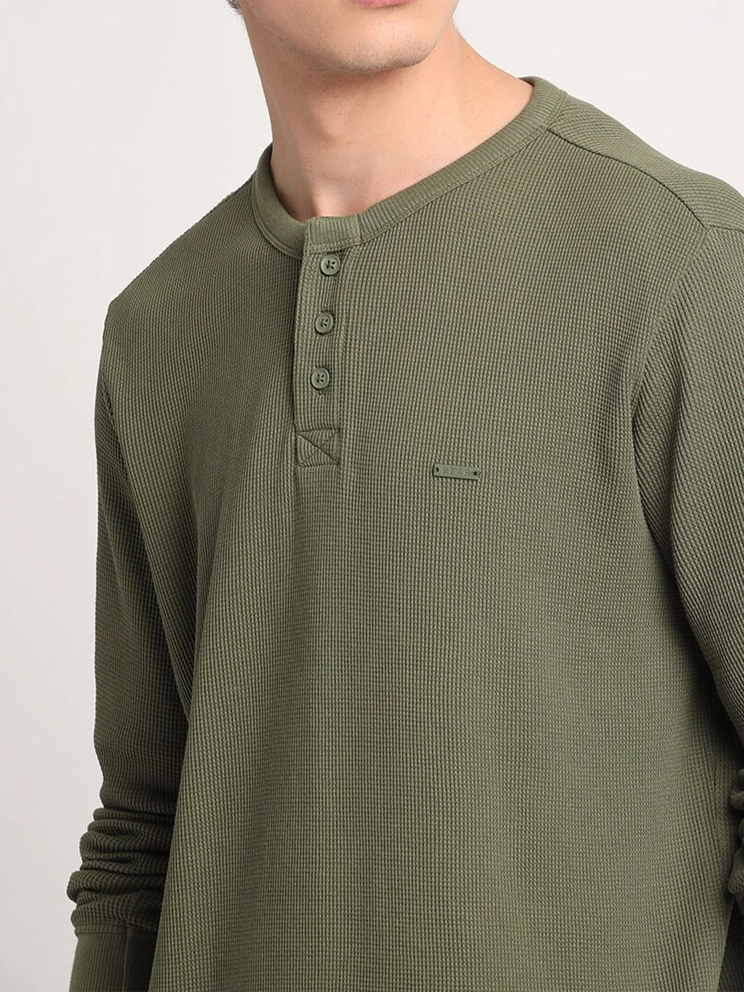 THE BEAR HOUSE Henley Neck Pure Cotton Slim Fit T-shirt - Image 2
