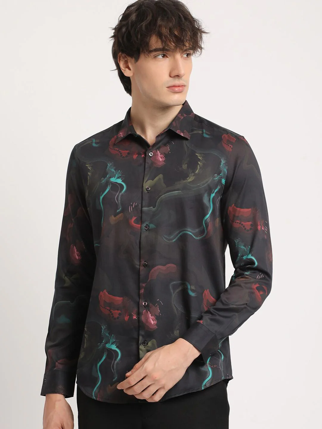THE BEAR HOUSE Men Abstract Graphic Print Slim Fit Casual Shirt - Image 2