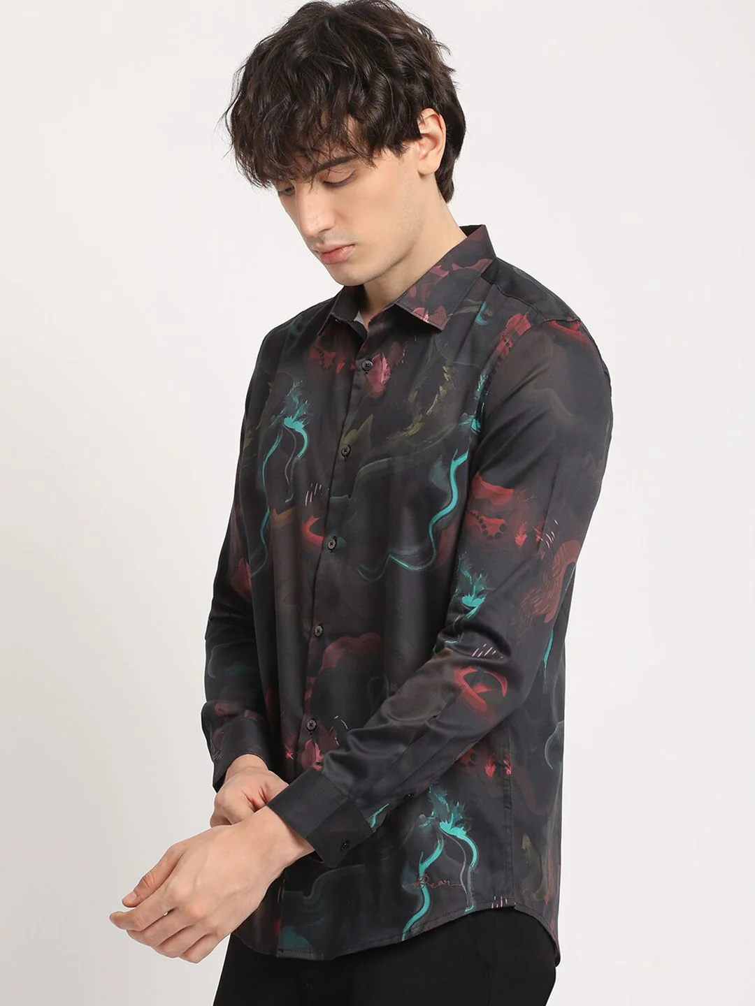 THE BEAR HOUSE Men Abstract Graphic Print Slim Fit Casual Shirt - Image 5
