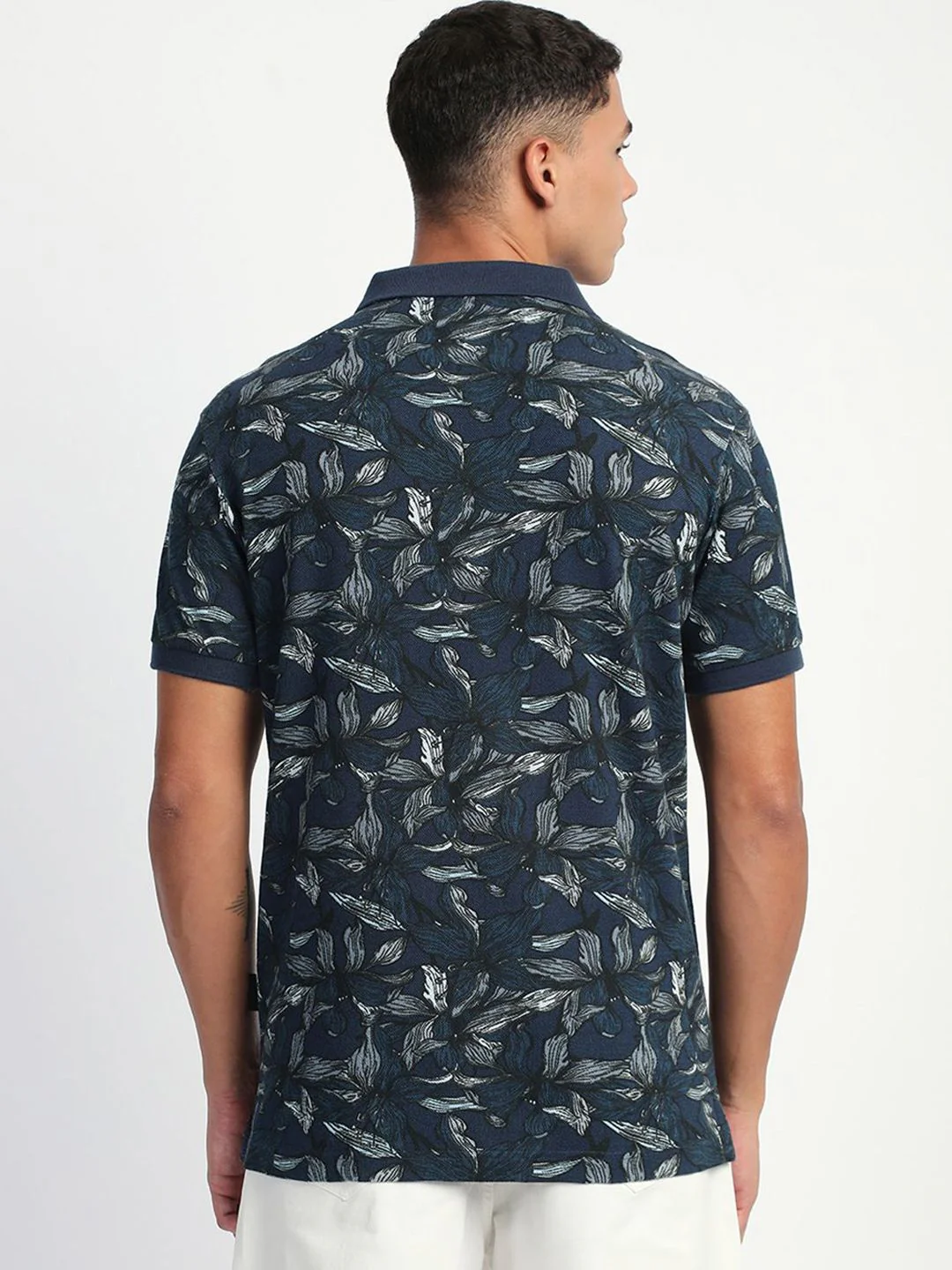 THE BEAR HOUSE Men Abstract Printed Slim Fit Cotton Polo T-shirt - Image 4