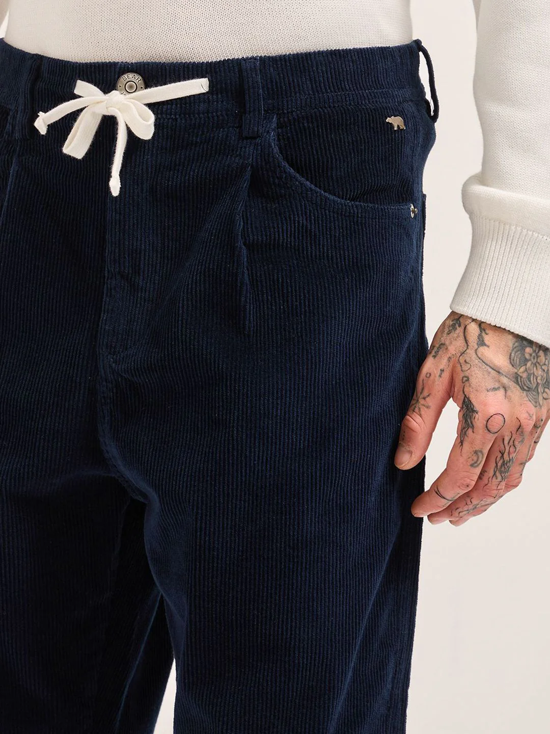THE BEAR HOUSE Men Baggy Fit Corduroy Pants with Drawstring Waist - Image 4