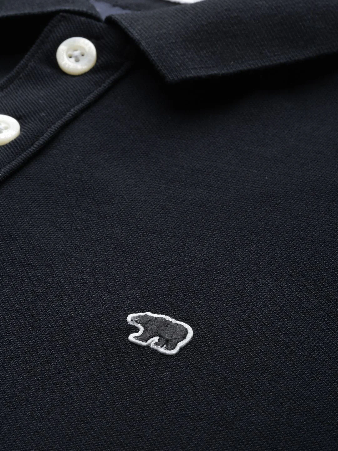 THE BEAR HOUSE Men Black Polo Collar Slim Fit T-shirt - Image 2