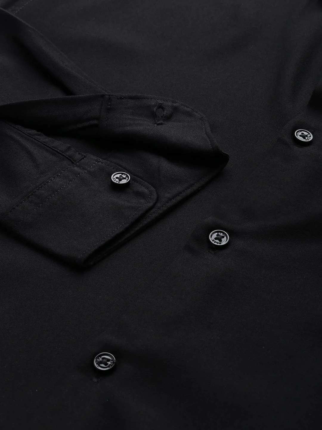 THE BEAR HOUSE Men Black Solid Slim Fit Casual Shirt - Image 3