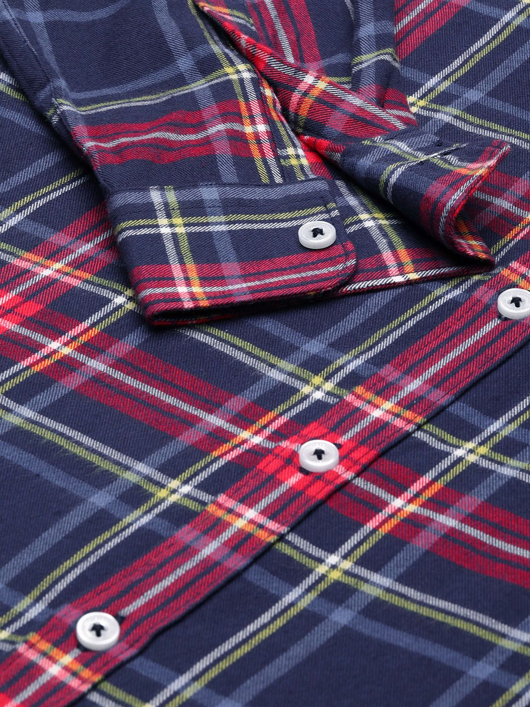 THE BEAR HOUSE Men Blue Flannel Slim Fit Pure Cotton Checked Casual Shirt - Image 3
