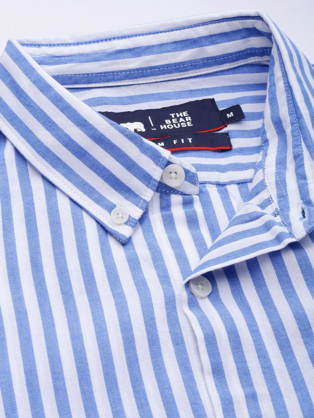 THE BEAR HOUSE Men Blue Slim Fit Bengal Stripes Casual Shirt - Image 2