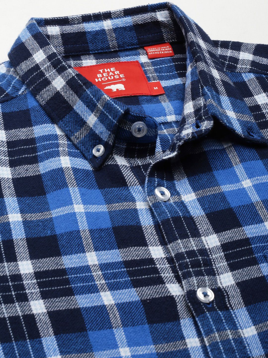 THE BEAR HOUSE Men Blue Slim Fit Opaque Checked Casual Shirt - Image 2