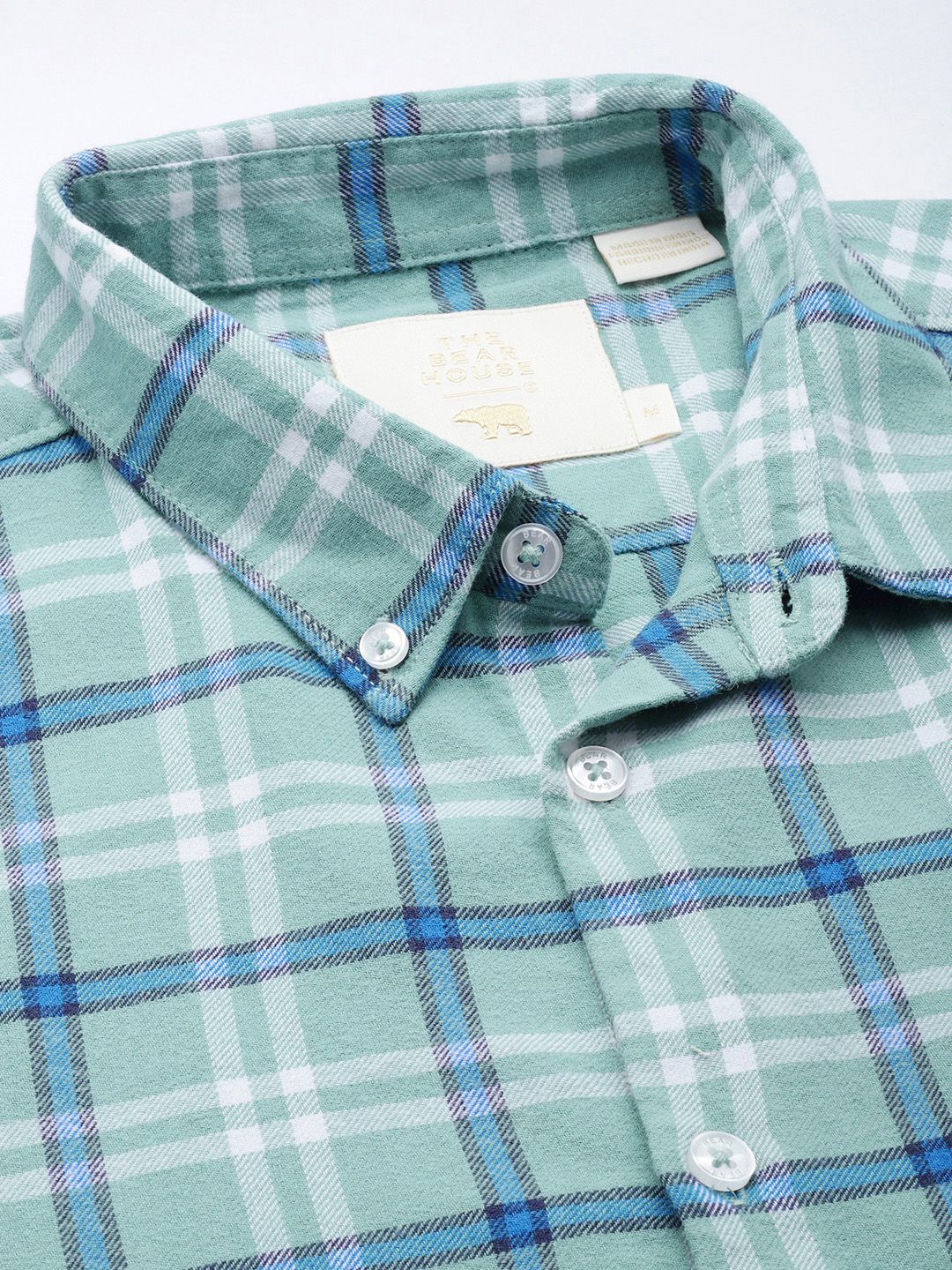 THE BEAR HOUSE Men Blue Slim Fit Tartan Checks Checked Casual Shirt - Image 2