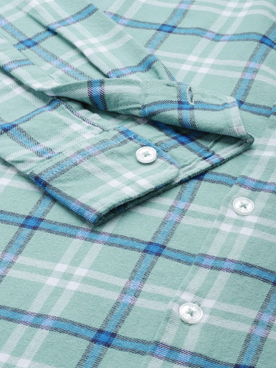 THE BEAR HOUSE Men Blue Slim Fit Tartan Checks Checked Casual Shirt - Image 3