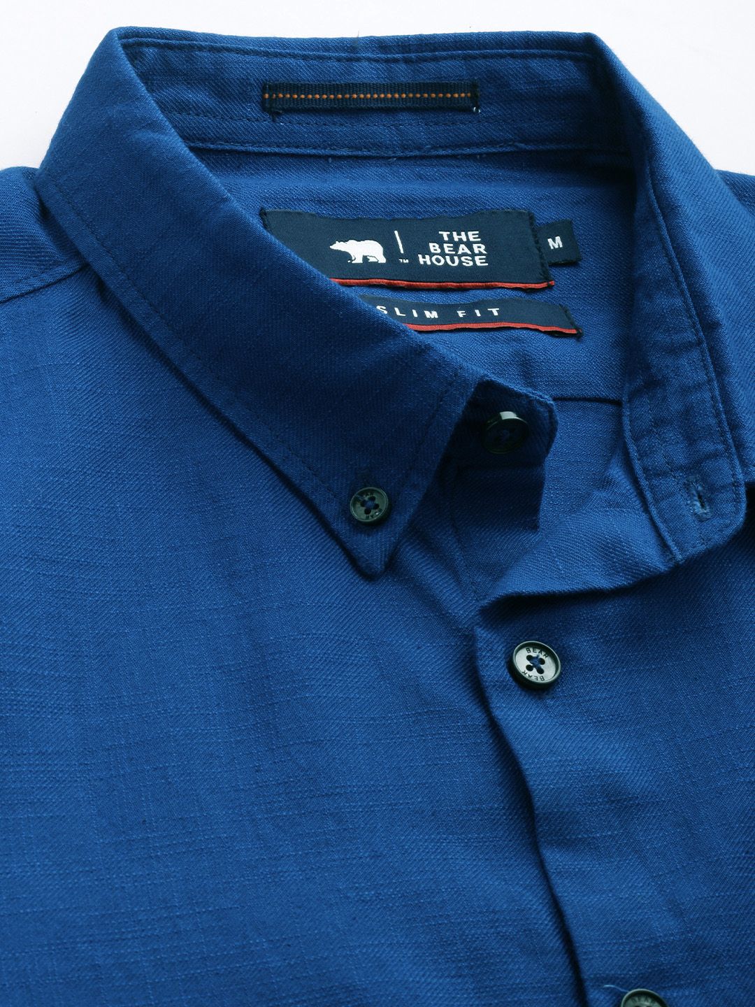 THE BEAR HOUSE Men Blue Solid Cotton Slim Fit Casual Shirt - Image 2