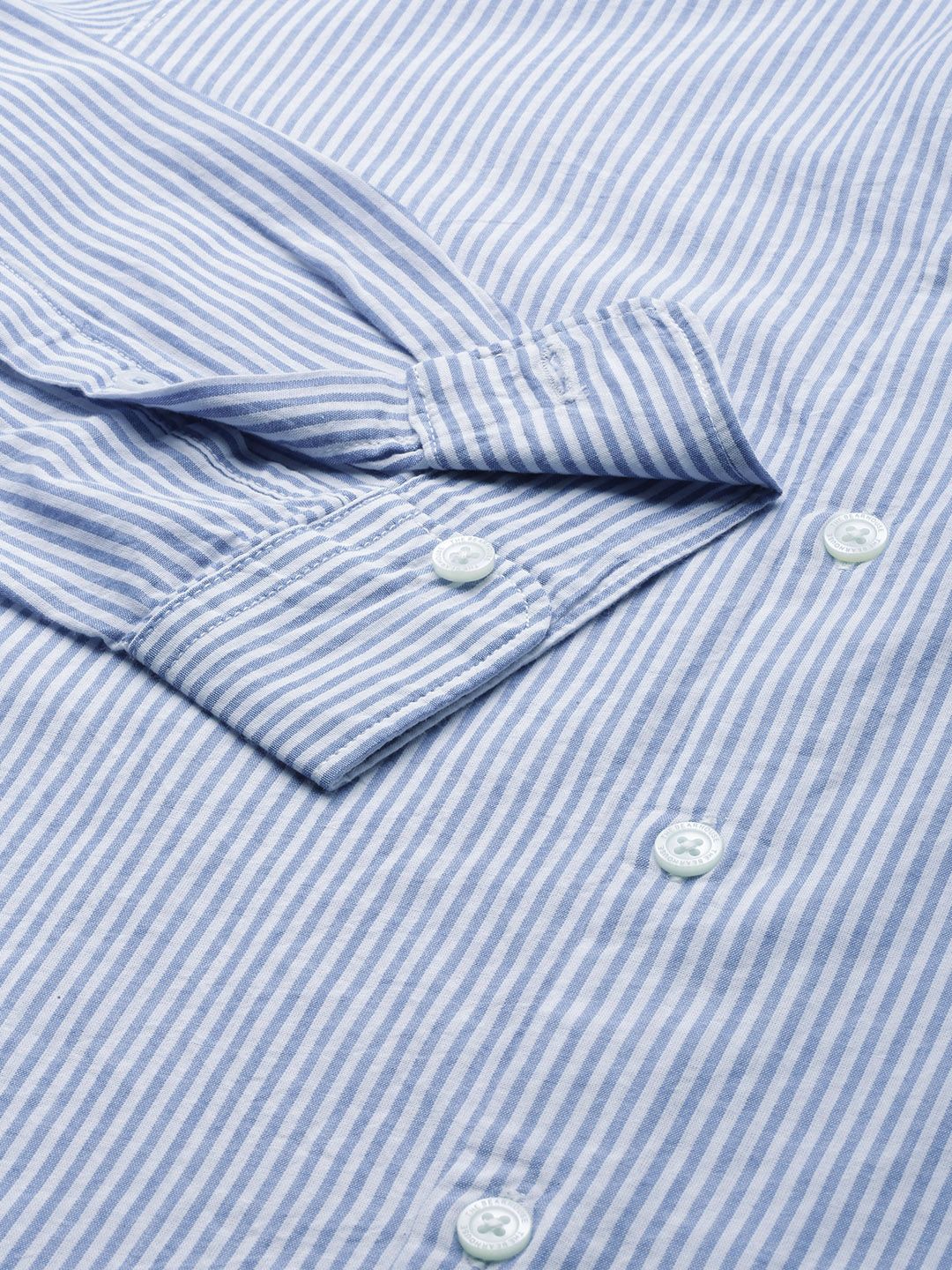 THE BEAR HOUSE Men Blue & White Classic Slim Fit Striped Pure Cotton Casual Shirt - Image 3