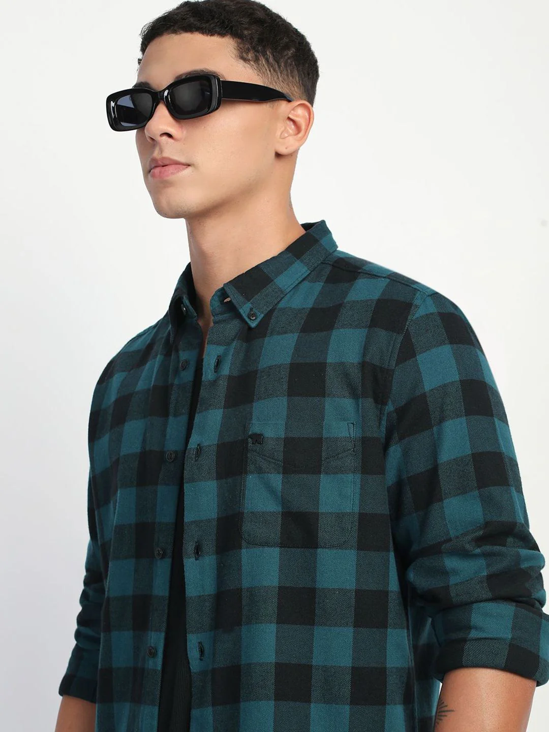 THE BEAR HOUSE Men Buffalo Checks Slim Fit Casual Shirt - Image 7