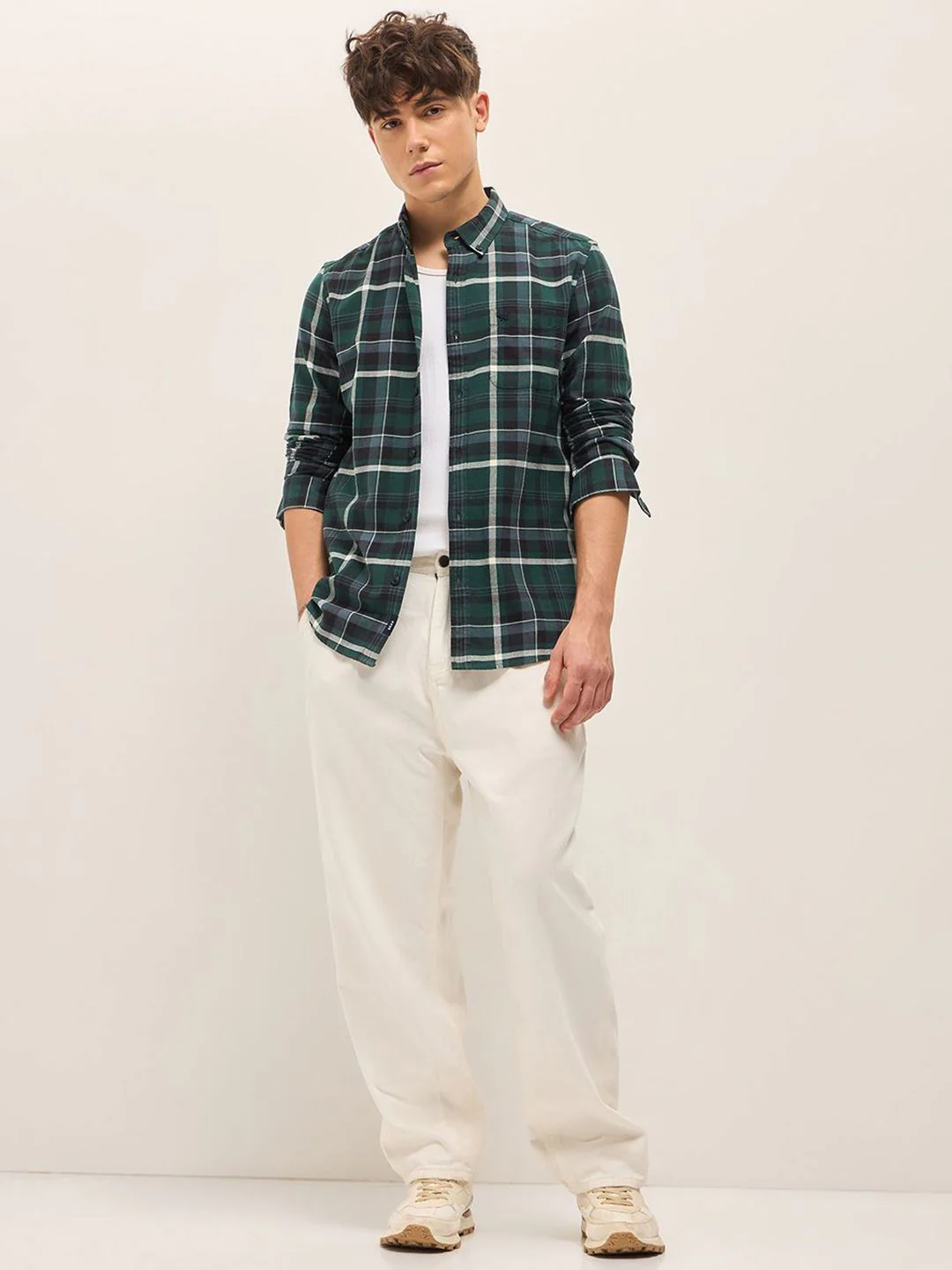 THE BEAR HOUSE Men Button-Down Collar Checked Cotton Slim Fit Casual Shirt - Image 6