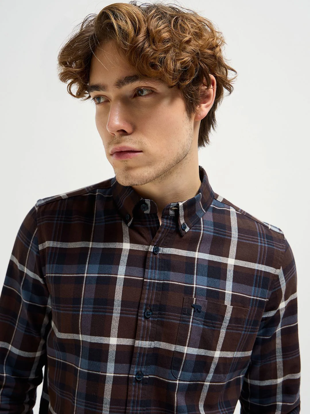 THE BEAR HOUSE Men Button-Down Collar Tartan Checked Cotton Casual Shirt - Image 3