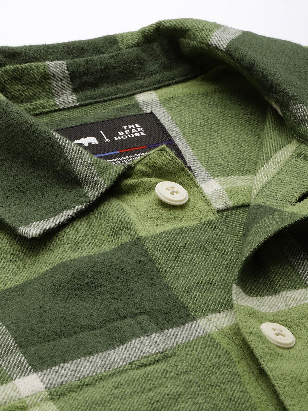THE BEAR HOUSE 
Men Checked Heavy Flannel Cotton Shacket - Image 2