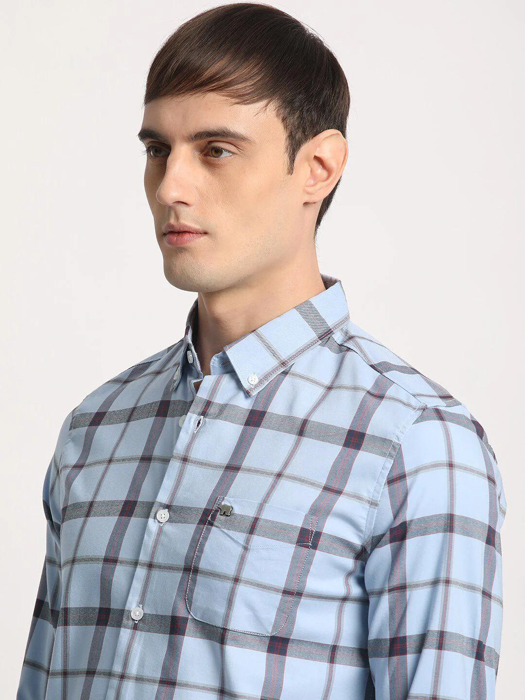 THE BEAR HOUSE Men Checked Slim Fit Button-Down Collar Casual Shirts - Image 3