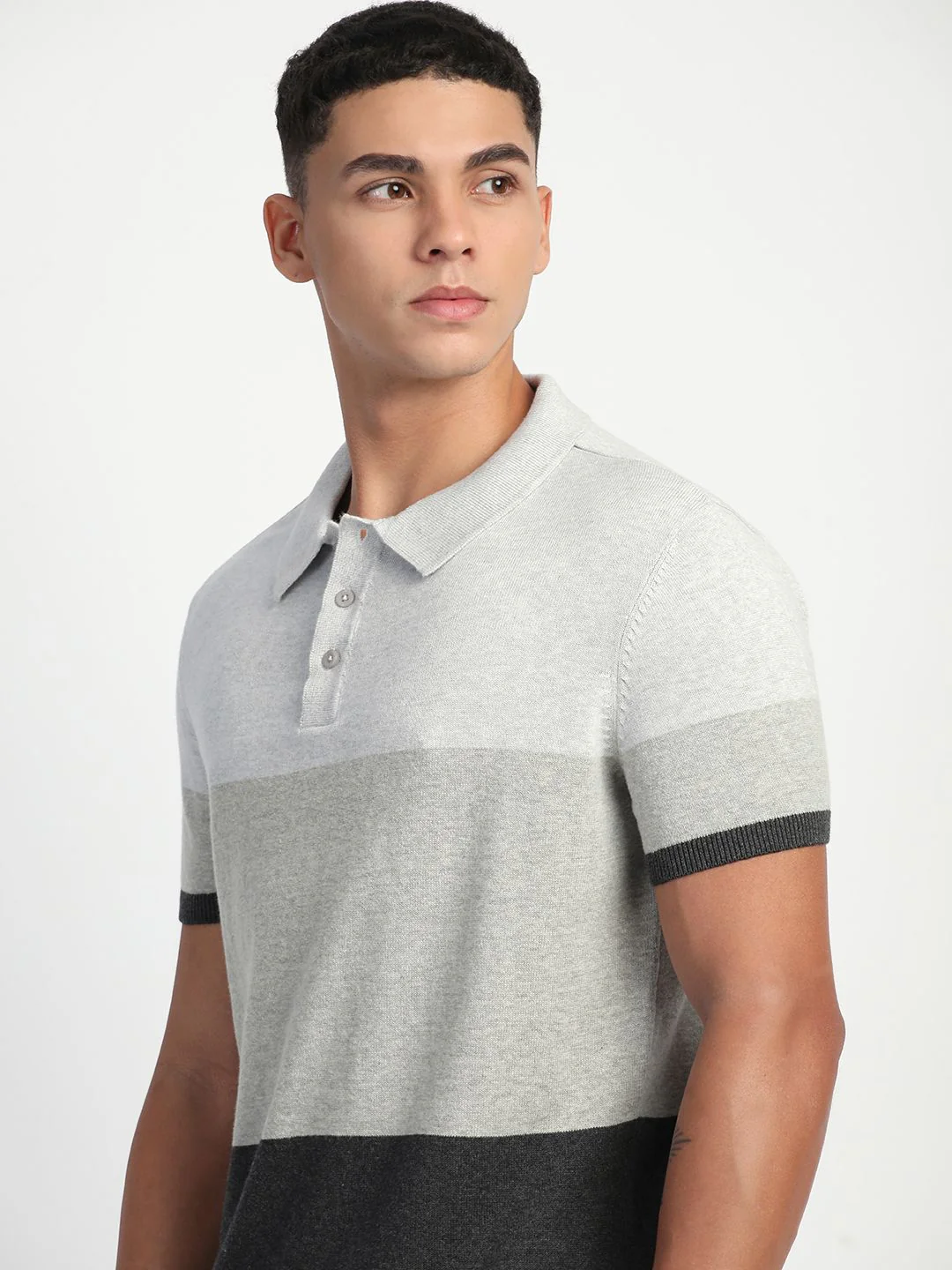 THE BEAR HOUSE Men Colourblocked Polo Collar T-shirt - Image 3