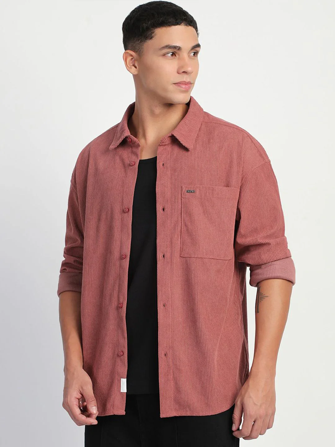THE BEAR HOUSE Men Corduroy Relax Fit Casual Shirt - Image 5