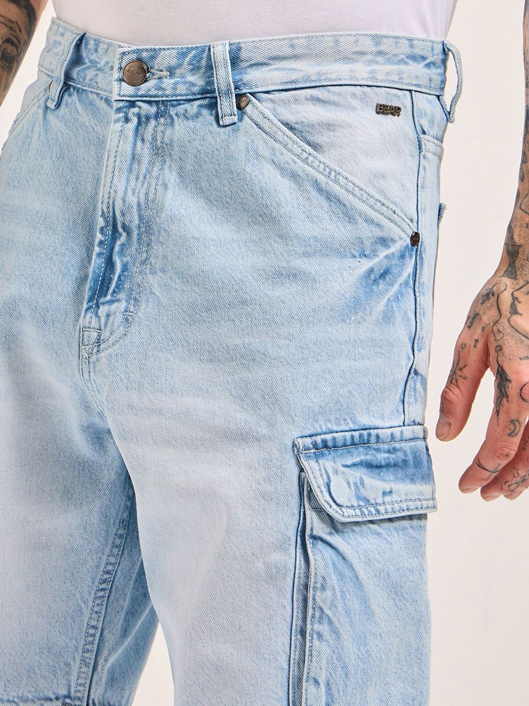 THE BEAR HOUSE Men Cotton Baggy Fit Denim Shorts - Image 4