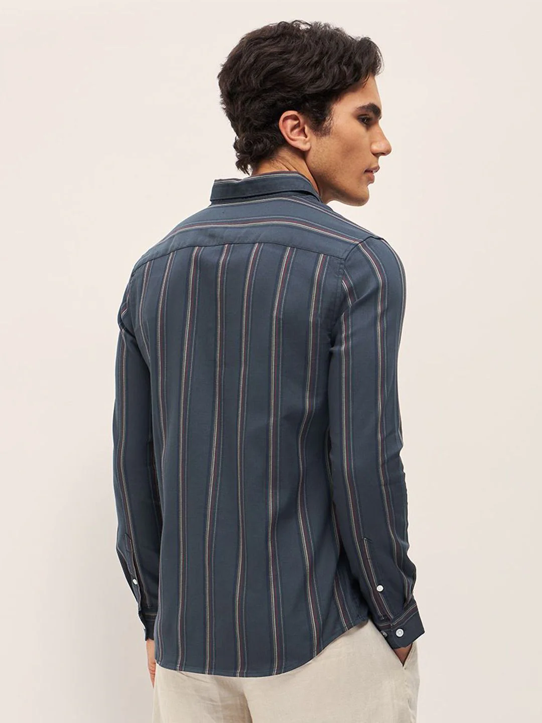 THE BEAR HOUSE Men Cotton Slim Fit Striped Casual Shirt - Image 4