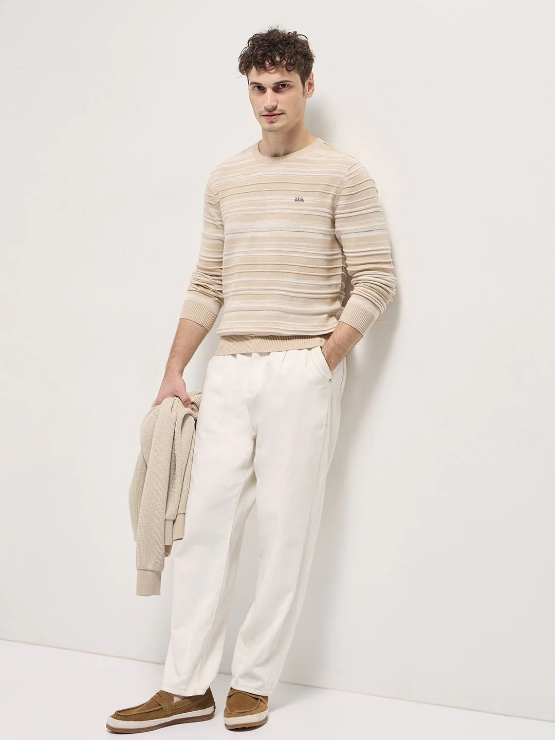THE BEAR HOUSE Men Cotton Striped Slim Fit Pullover - Image 4