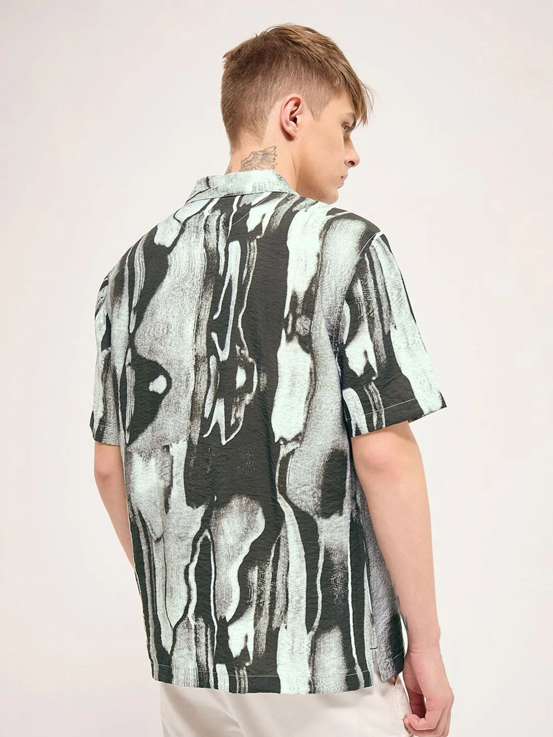 THE BEAR HOUSE Men Cuban Collar Abstract Printed Casual Shirt - Image 4