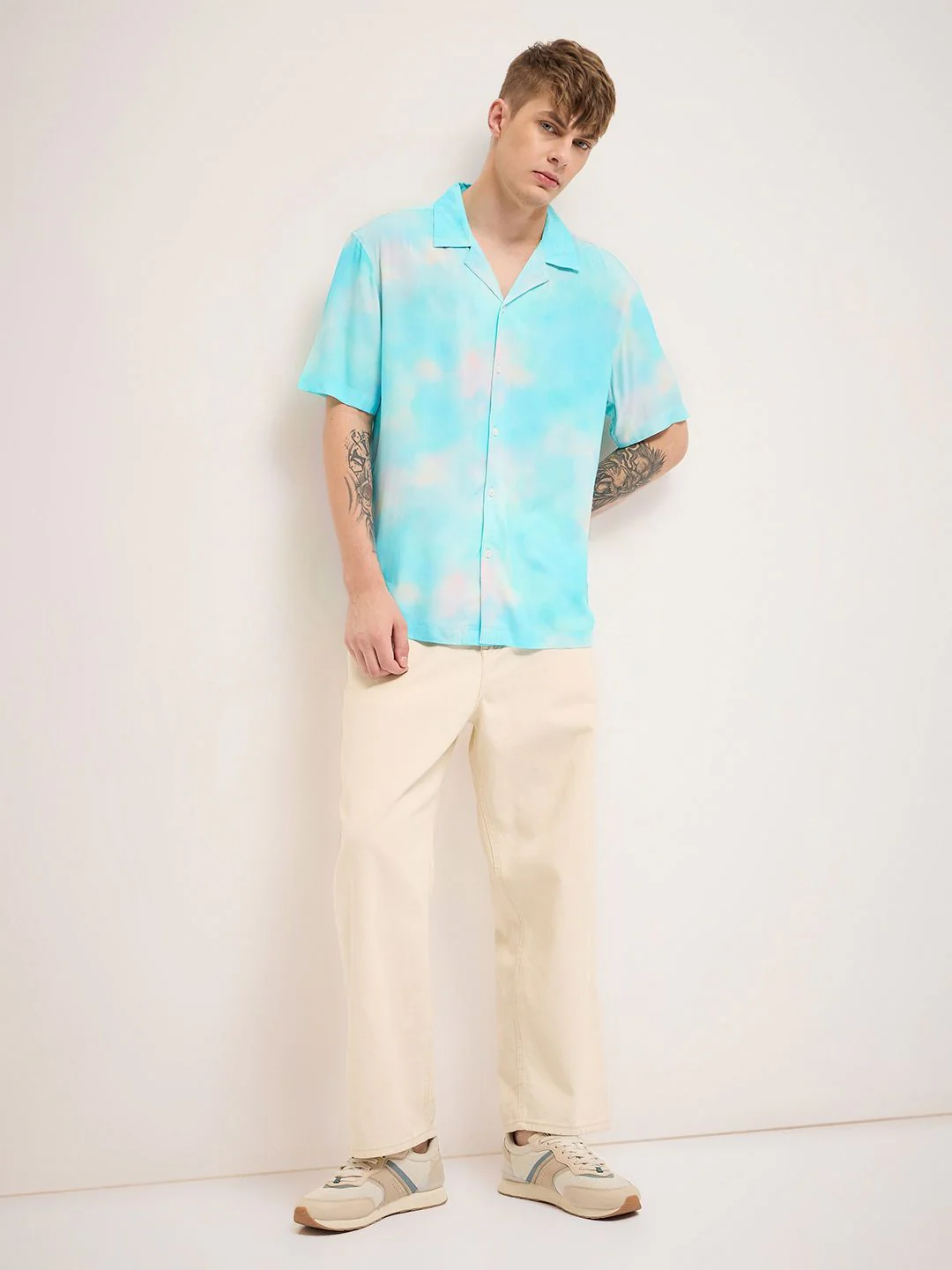 THE BEAR HOUSE Men Cuban Collar Ombre Printed Casual Shirt - Image 6