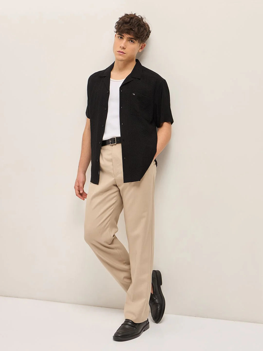 THE BEAR HOUSE Men Cuban Collar Solid Nylon Casual Shirt - Image 6