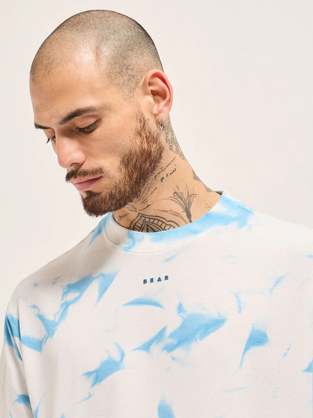 THE BEAR HOUSE Men Dyed Round Neck Cotton Oversized T-shirt - Image 2