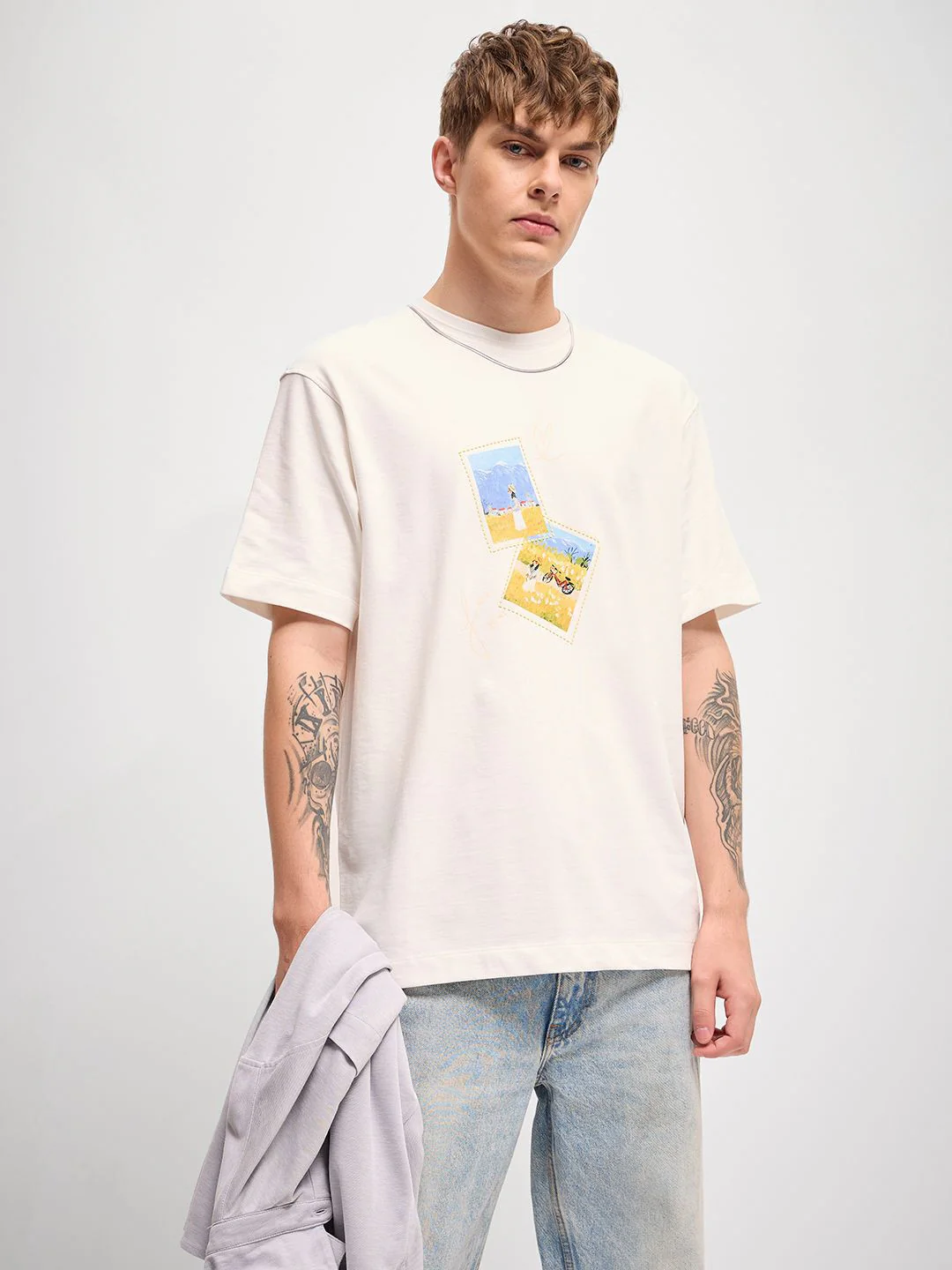 THE BEAR HOUSE Men Graphic Printed Pure Cotton Oversized T-Shirt - Image 6
