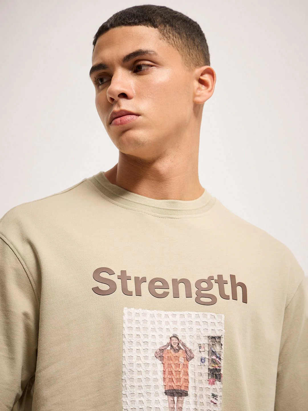 THE BEAR HOUSE Men Graphic Printed Round Neck Pure Cotton Oversized T-shirt - Image 3