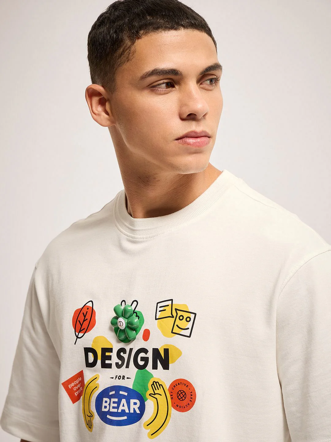 THE BEAR HOUSE Men Graphic Printed Round Neck Cotton Oversized T-shirt - Image 3