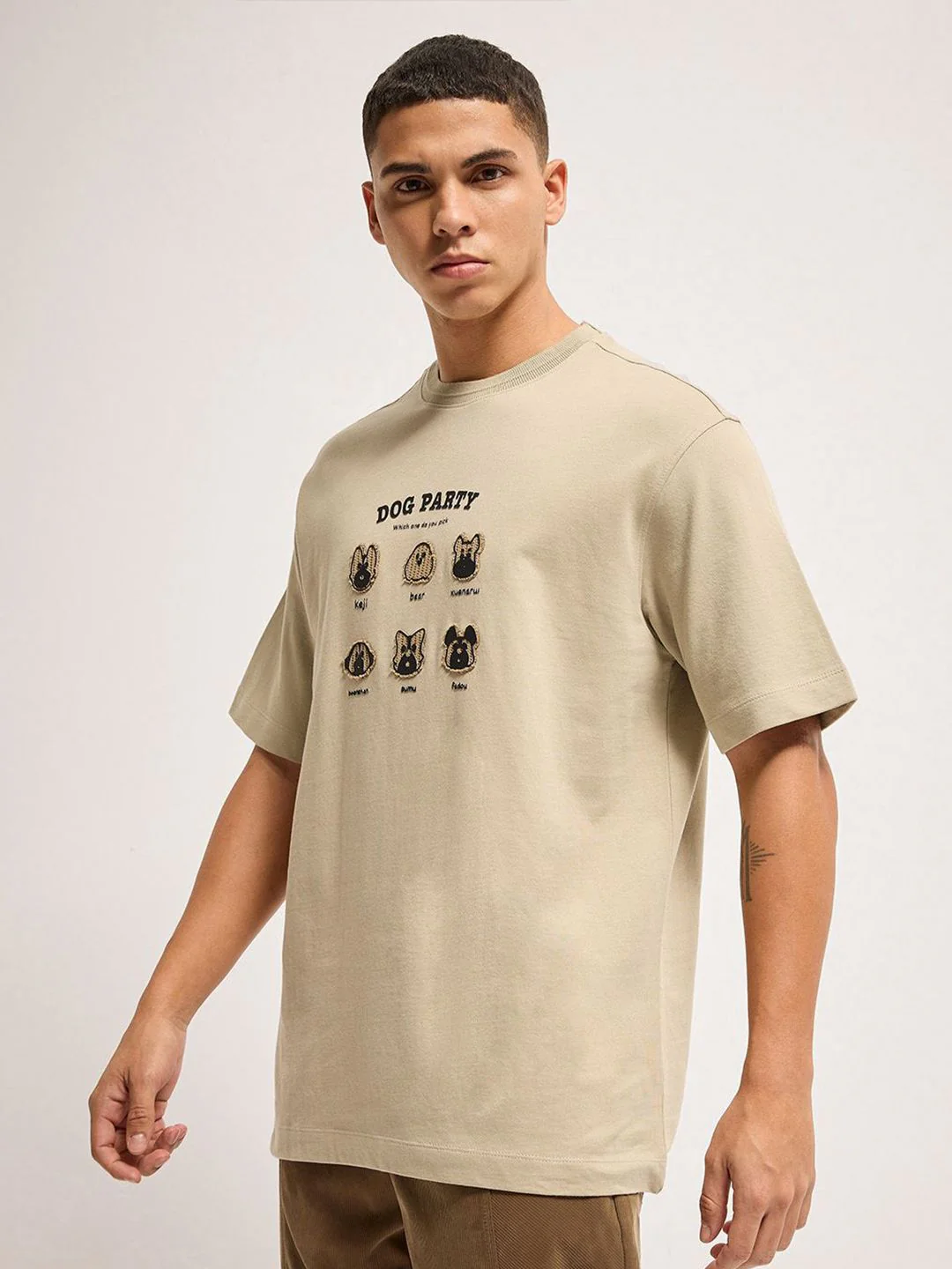 THE BEAR HOUSE Men Graphic Printed Round Neck Pure Cotton Oversized T-shirt - Image 5