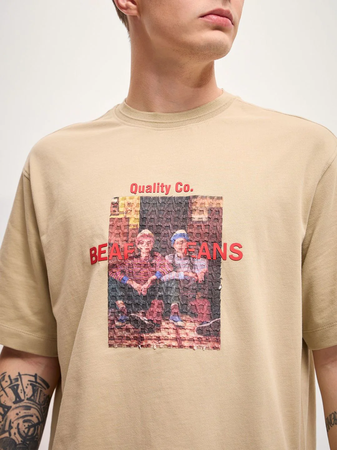 THE BEAR HOUSE Men Graphic Printed Round Neck Pure Cotton Oversized T-shirt - Image 3